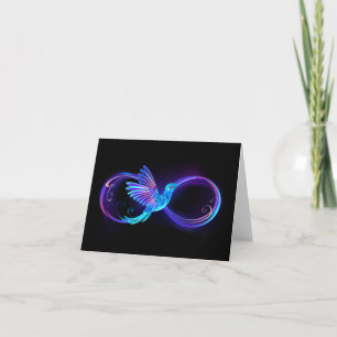 Neon Infinity Symbol with Glowing Hummingbird Card