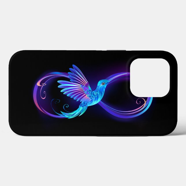 Neon Infinity Symbol with Glowing Hummingbird Case-Mate iPhone Case (Back (Horizontal))