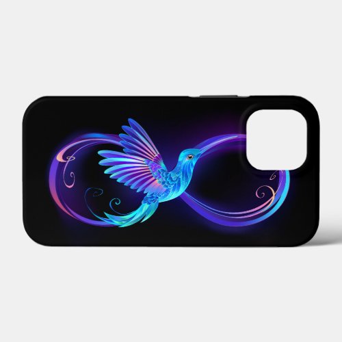 Neon Infinity Symbol with Glowing Hummingbird iPhone 13 Mini Case