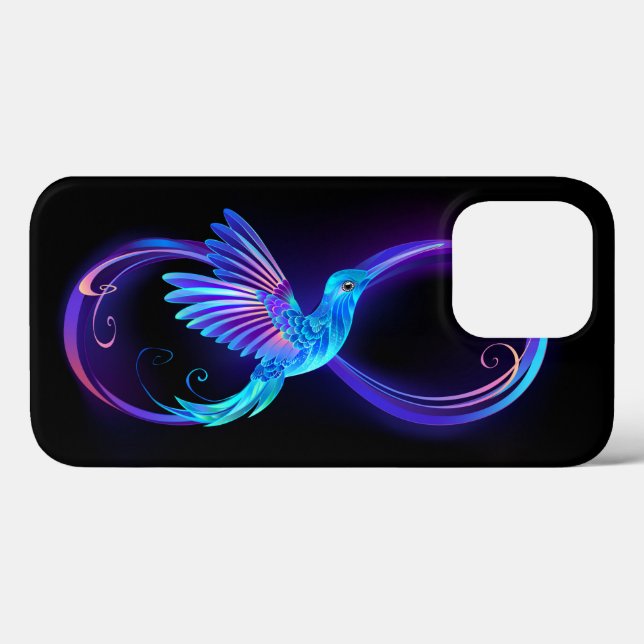 Neon Infinity Symbol with Glowing Hummingbird Case-Mate iPhone Case (Back (Horizontal))