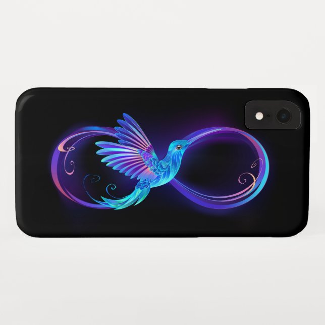 Neon Infinity Symbol with Glowing Hummingbird Case-Mate iPhone Case (Back (Horizontal))