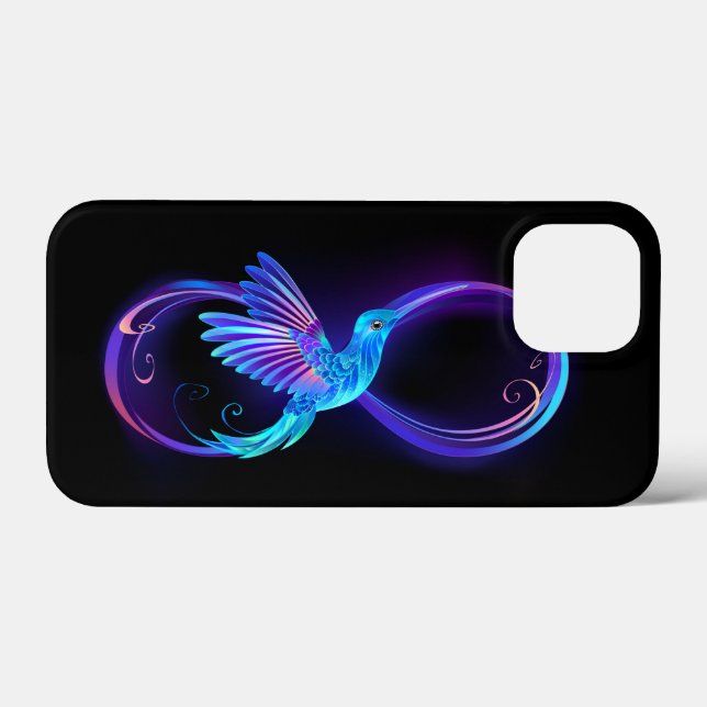 Neon Infinity Symbol with Glowing Hummingbird Case-Mate iPhone Case (Back (Horizontal))