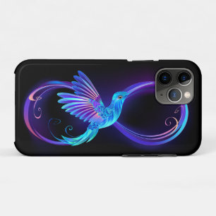 Neon Infinity Symbol with Glowing Hummingbird iPhone 11 Pro Case