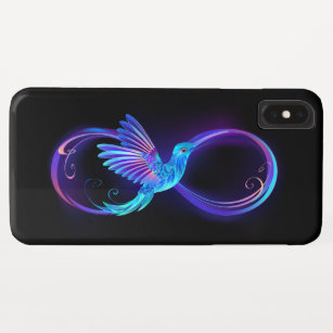 Neon Infinity Symbol with Glowing Hummingbird iPhone XS Max Case