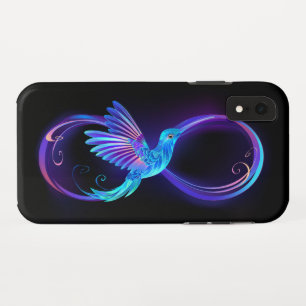 Neon Infinity Symbol with Glowing Hummingbird iPhone XR Case
