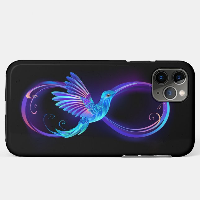 Neon Infinity Symbol with Glowing Hummingbird Case-Mate iPhone Case (Back (Horizontal))