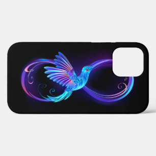 Neon Infinity Symbol with Glowing Hummingbird iPhone 12 Case