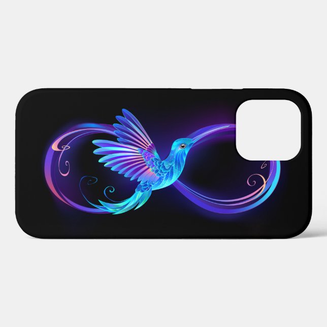 Neon Infinity Symbol with Glowing Hummingbird Case-Mate iPhone Case (Back (Horizontal))