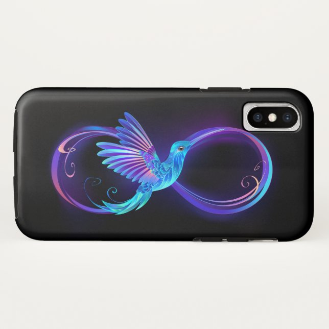 Neon Infinity Symbol with Glowing Hummingbird Case-Mate iPhone Case (Back (Horizontal))
