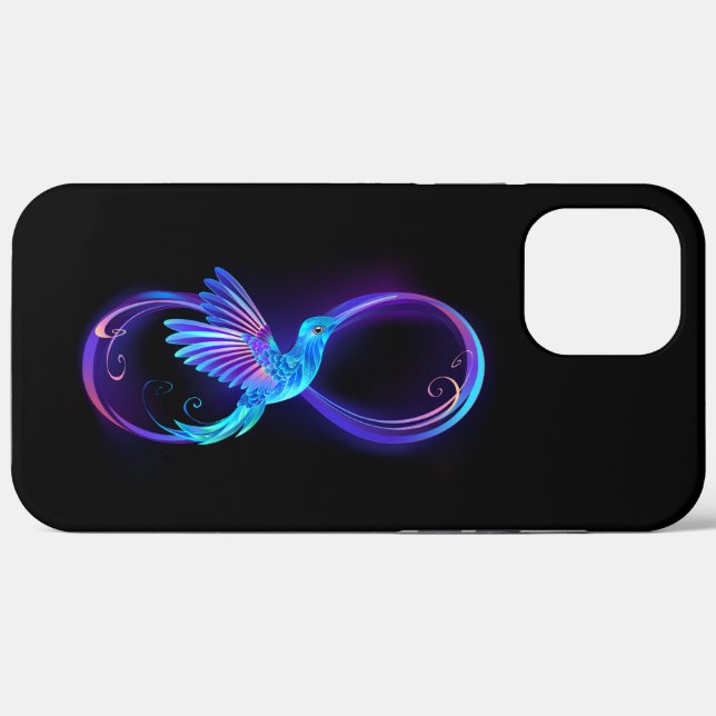 Neon Infinity Symbol with Glowing Hummingbird Case-Mate iPhone Case (Back (Horizontal))