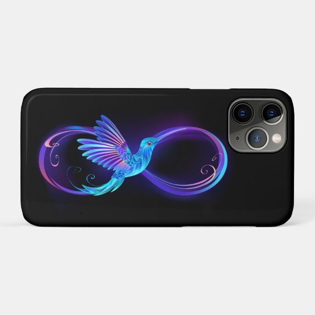 Neon Infinity Symbol with Glowing Hummingbird Case-Mate iPhone Case (Back (Horizontal))