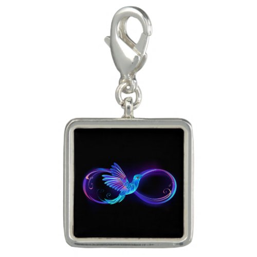 Neon Infinity Symbol with Glowing Hummingbird Charm