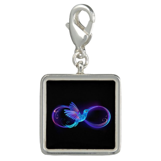 Neon Infinity Symbol with Glowing Hummingbird Charm (Front)