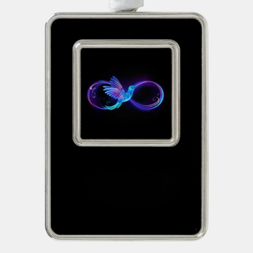 Neon Infinity Symbol with Glowing Hummingbird Christmas Ornament