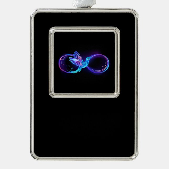 Neon Infinity Symbol with Glowing Hummingbird Christmas Ornament (Front)