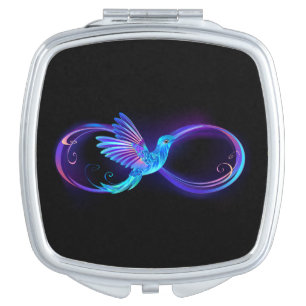 Neon Infinity Symbol with Glowing Hummingbird Compact Mirror