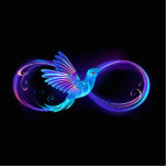 Neon Infinity Symbol with Glowing Hummingbird Cutout<br><div class="desc">Glowing,  purple infinity symbol with flying,  luminous,  blue hummingbird on black background. Neon.</div>