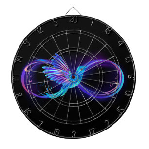 Neon Infinity Symbol with Glowing Hummingbird Dart Board