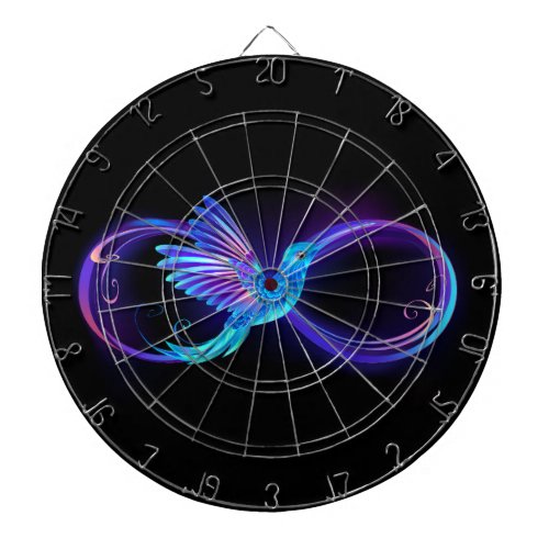 Neon Infinity Symbol with Glowing Hummingbird Dart Board