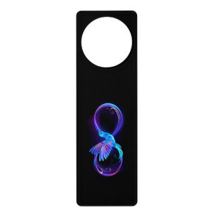 Neon Infinity Symbol with Glowing Hummingbird Door Hanger