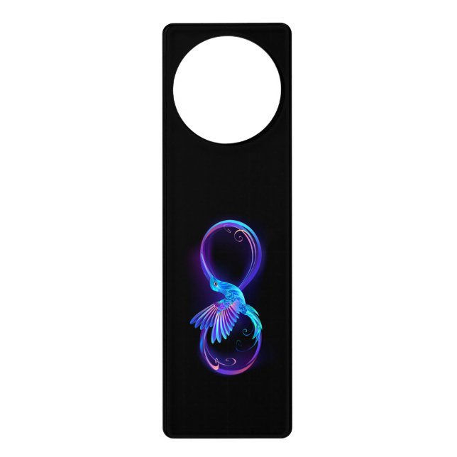 Neon Infinity Symbol with Glowing Hummingbird Door Hanger (Front)