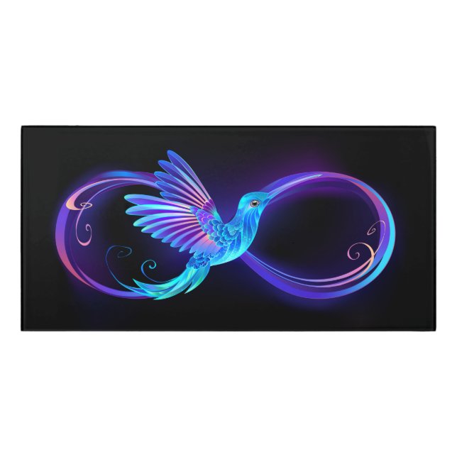 Neon Infinity Symbol with Glowing Hummingbird Door Sign (Classic Front)
