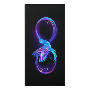 Neon Infinity Symbol with Glowing Hummingbird Door Sign