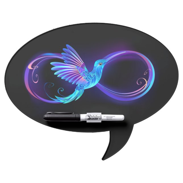 Neon Infinity Symbol with Glowing Hummingbird Dry Erase Board (Front)