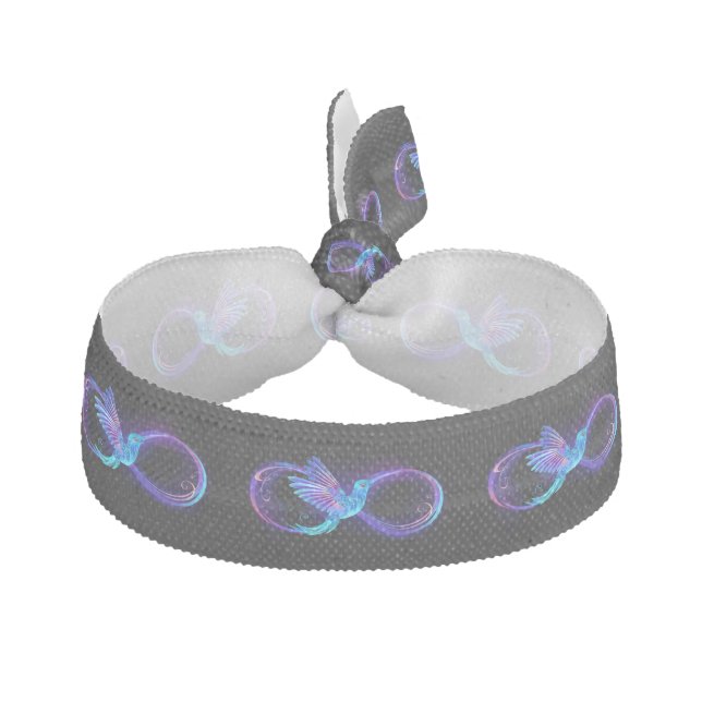 Neon Infinity Symbol with Glowing Hummingbird Elastic Hair Tie (Front)