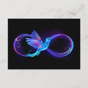 Neon Infinity Symbol with Glowing Hummingbird Enclosure Card