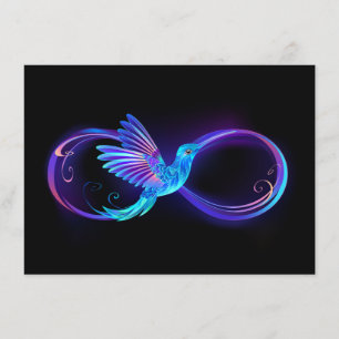 Neon Infinity Symbol with Glowing Hummingbird Enclosure Card