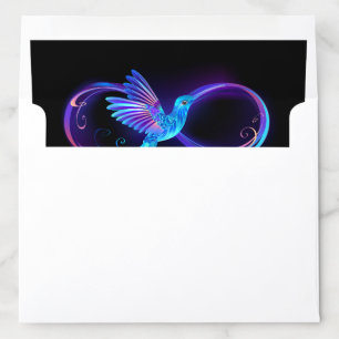 Neon Infinity Symbol with Glowing Hummingbird Envelope Liner