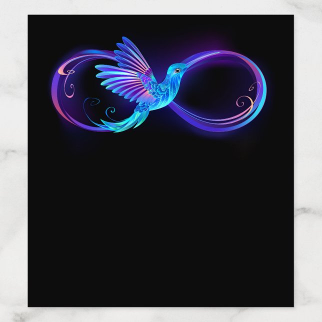 Neon Infinity Symbol with Glowing Hummingbird Envelope Liner (Design)