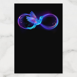 Neon Infinity Symbol with Glowing Hummingbird Envelope Liner