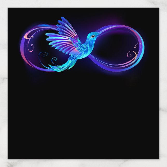 Neon Infinity Symbol with Glowing Hummingbird Envelope Liner (Design)