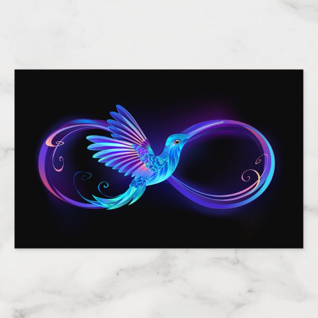Neon Infinity Symbol with Glowing Hummingbird Envelope Liner (Design)