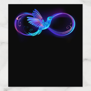 Neon Infinity Symbol with Glowing Hummingbird Envelope Liner
