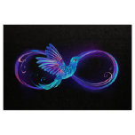 Neon Infinity Symbol with Glowing Hummingbird Fabric