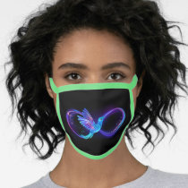 Neon Infinity Symbol with Glowing Hummingbird Face Mask