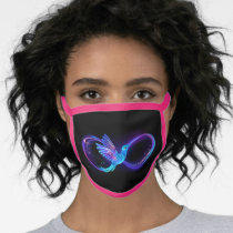 Neon Infinity Symbol with Glowing Hummingbird Face Mask