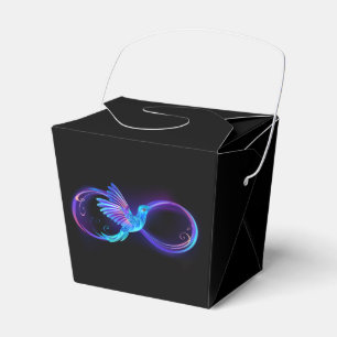 Neon Infinity Symbol with Glowing Hummingbird Favor Boxes