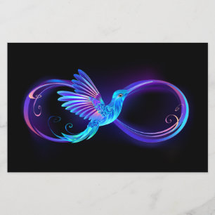 Neon Infinity Symbol with Glowing Hummingbird Flyer