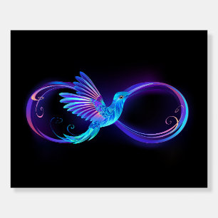 Neon Infinity Symbol with Glowing Hummingbird Foam Board