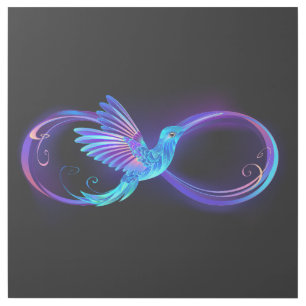 Neon Infinity Symbol with Glowing Hummingbird Gallery Wrap