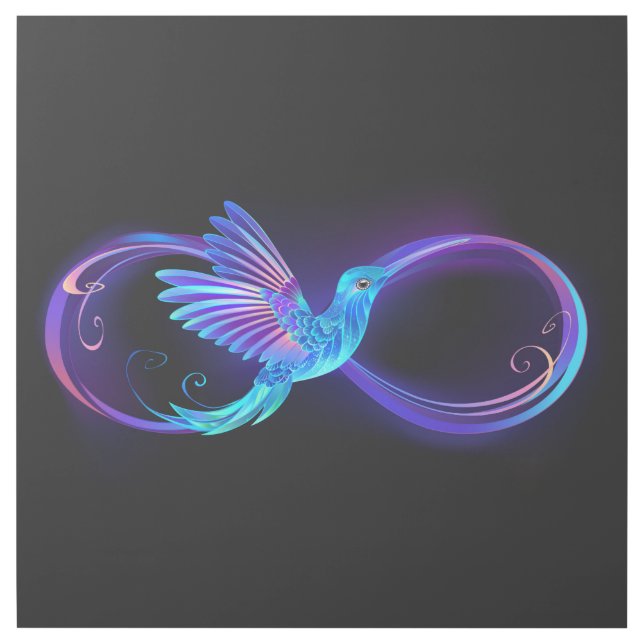 Neon Infinity Symbol with Glowing Hummingbird Gallery Wrap (Front)