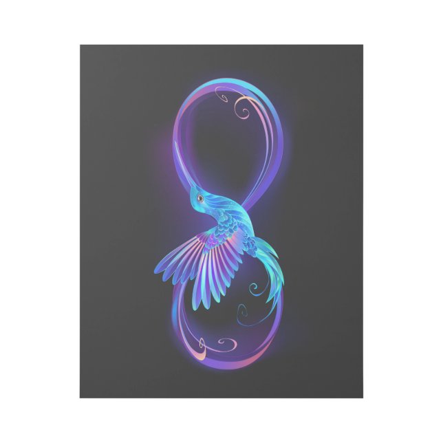 Neon Infinity Symbol with Glowing Hummingbird Gallery Wrap (Front)