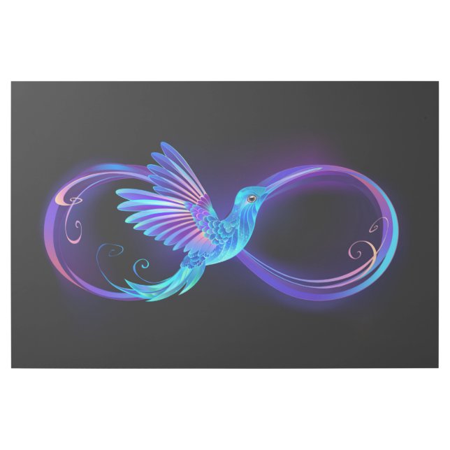 Neon Infinity Symbol with Glowing Hummingbird Gallery Wrap (Front)