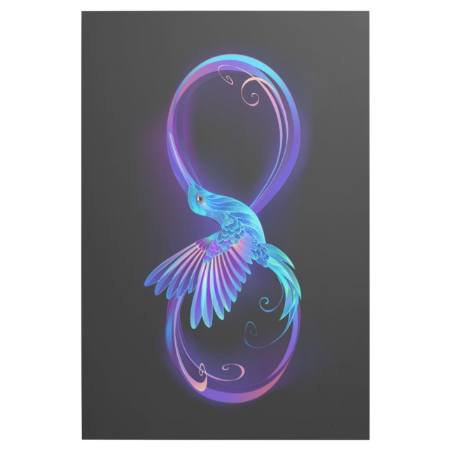 Neon Infinity Symbol with Glowing Hummingbird Gallery Wrap (Front)