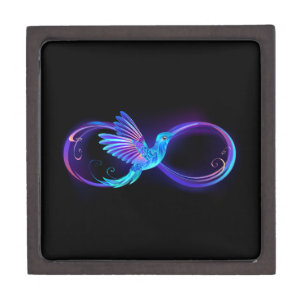Neon Infinity Symbol with Glowing Hummingbird Gift Box