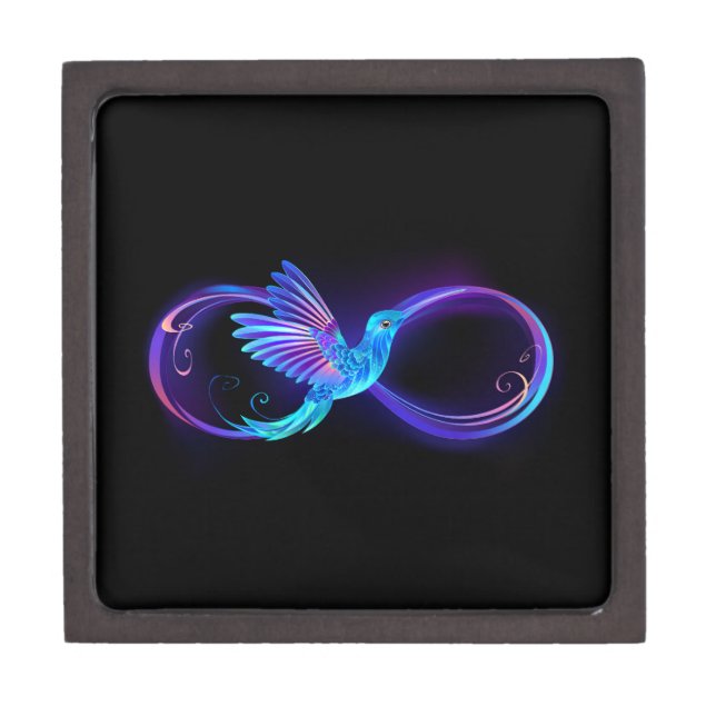 Neon Infinity Symbol with Glowing Hummingbird Gift Box (Front)